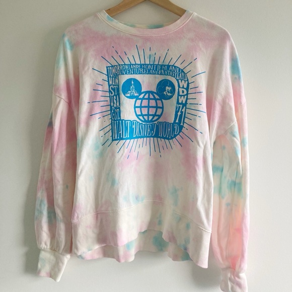 NWOT Walt Disney World Tie Dye Lounge Sweatshirt Pullover Sz Medium - Picture 4 of 8